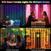 LED Curtain Light String RGBIC Curtain Light APP Bluetooth Control String Lights USB Plug Music Sync Lights for Room Decorations