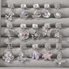Pink Butterfly Romantic Flowers Heart Star Moon Pendant Italian Charm Links Fit 9mm Bracelet Stainless Steel DIY Making Jewelry
