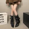 British style pointed head thick high-heeled short boots women's new spring skirt height-increasing and thin trouser boots women's