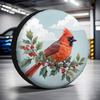 Cardinal Bird Holly Christmas Tire Cover Waterproof Polyester Spare Wheel Protector