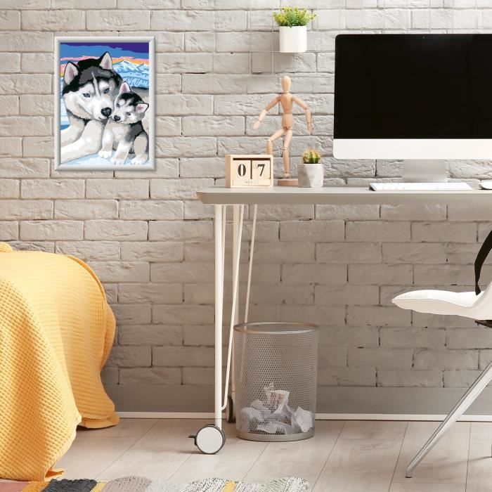 CreArt Kids 18x24cm Doux bisous de Husky, Kit de peinture par numéros Numéro d'Art, Dès 7 ans, 25829, Ravensburger