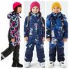 Boys and Girls Thickened Winter Children's Ski Suit Set, Boys and Girls Outdoor Thickened Waterproof Clothing and Pants Gear