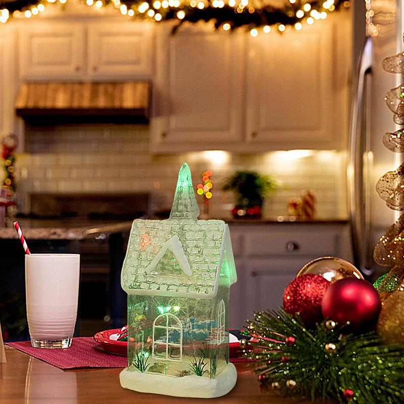 Christmas LED Light Glass Christmas House Luminouss Cabin Merry Christmas Decorations For Home Ornaments Kids Gift New Year