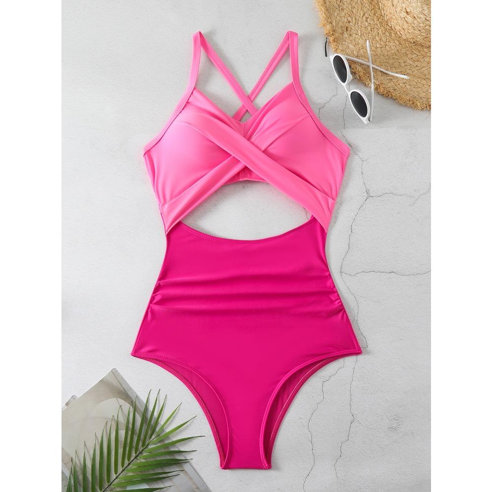 One-piece Swimwear Female Sexy Cross-cut Tight European and American Backless Swimsuit