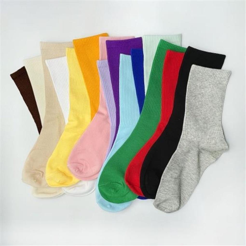 Medium-weight plain socks in 16 colors FD-0623