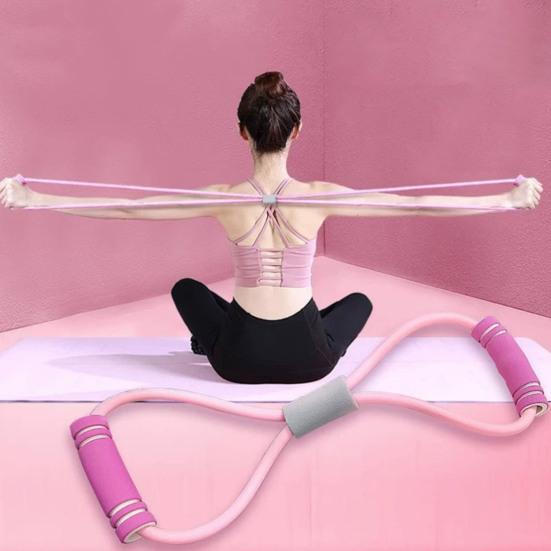 Figur 8 Modstandsbånd med Skridsikkert Håndtag Mænd Kvinder 8-formet Elastisk Træningsbånd Yoga Pilates Arm Ryg Skulder Træning Elastisk Reb