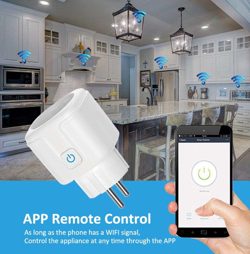 Smart EU Tuya Socket: 16A Wi-Fi Timer, Alexa Compatible with Remote Control & Energy Meter