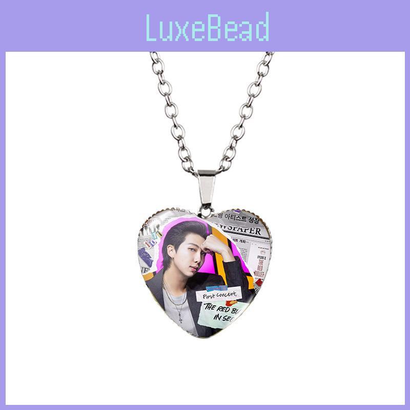 Bts Heart-shaped Necklace For Fans Unique Alloy Pendant With Sparkling Gemstones