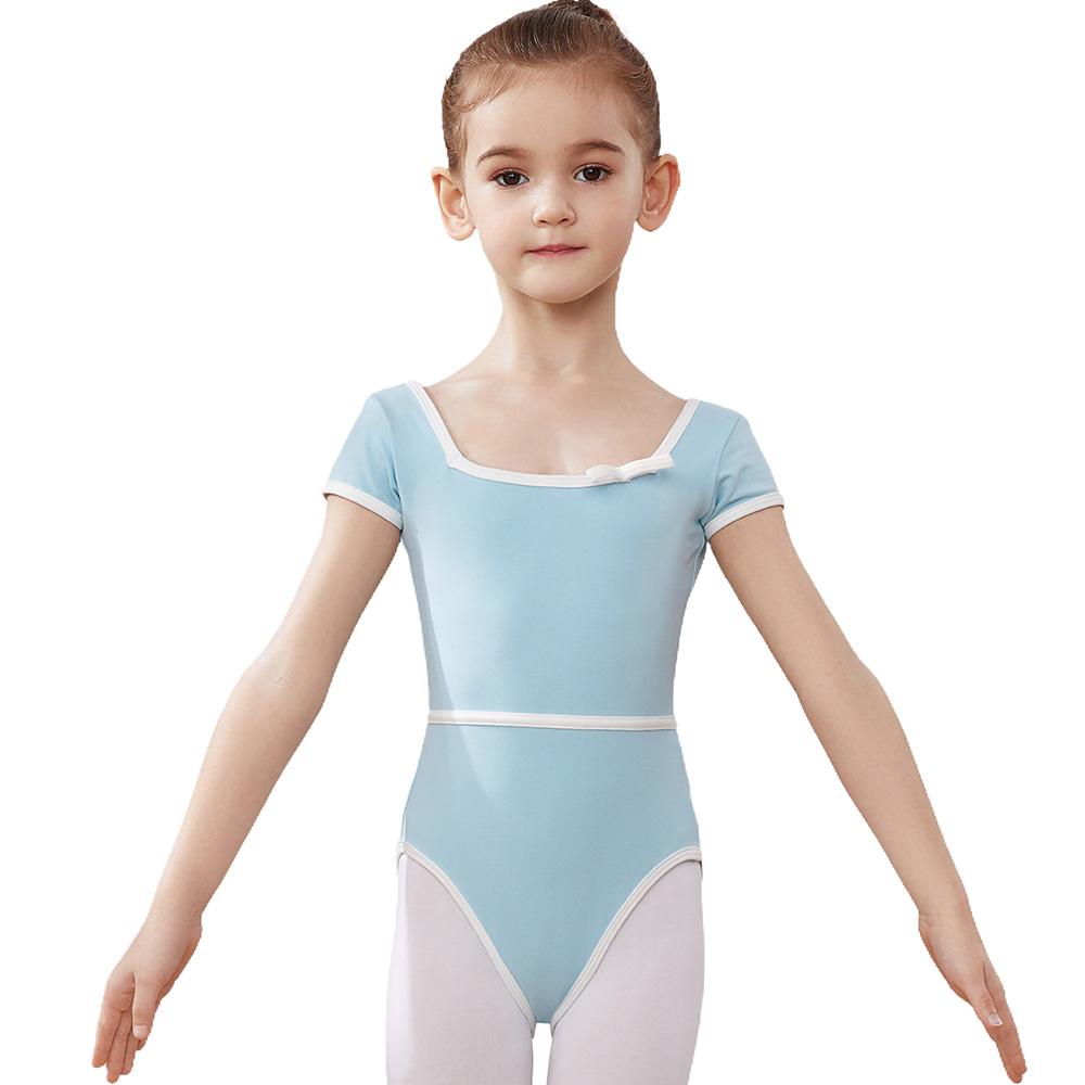 Ballet Leotards Kid Girls Short Sleeve Cotton Tulle Child Ballet Dance Clothes Dress Gymnastics Bodysuit