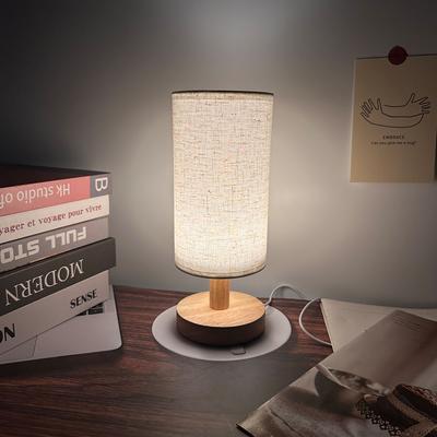 Modern Basit Masif Ahşap Tabanlı Atmosfer Lambası Yatak Odası Göz Koruması Gece Lambası Yurt Başucu Lambası Led Üç Renkli Dekoratif