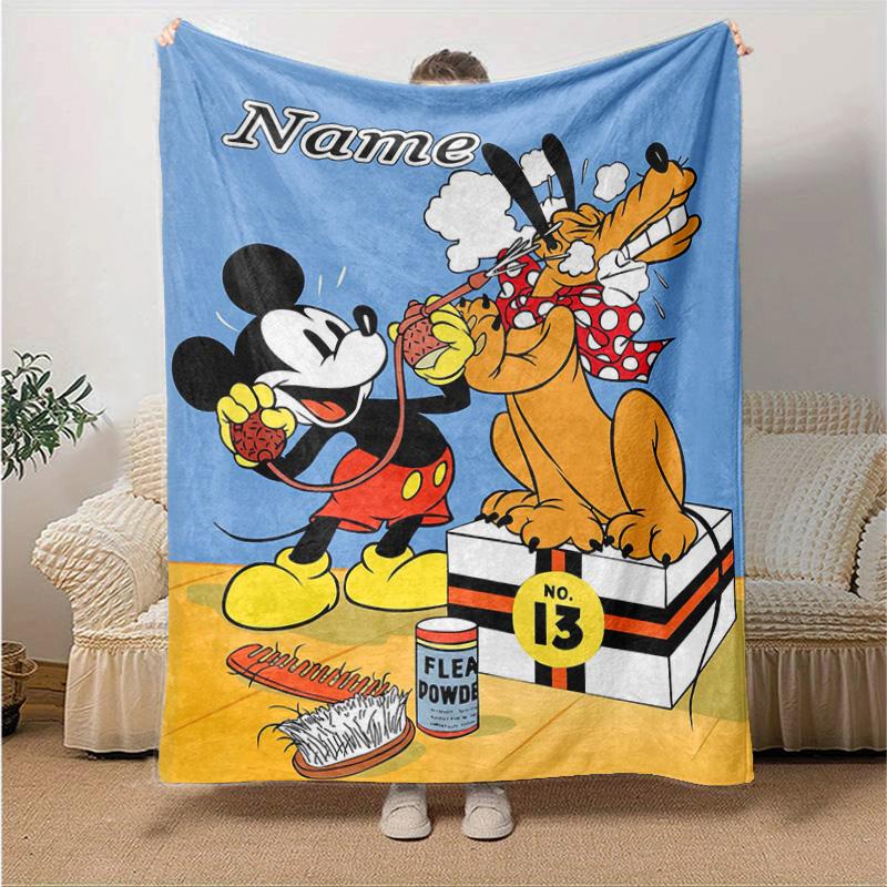Custom 1pc Mickey Pluto's Flea Fight Blanket, Soft And Comfortable Blanket, Casual Warm, Camping Travel Blanket, Birthday Gift Q910136