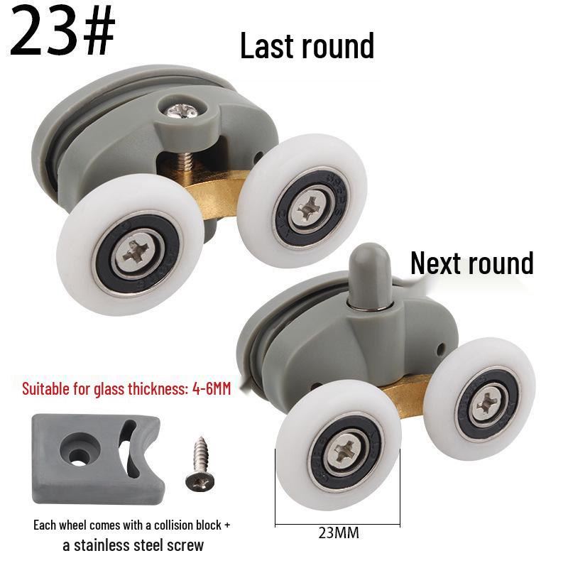 Shower Room Double Wheel Sliding Door Roller Set for Arc Glass Doors