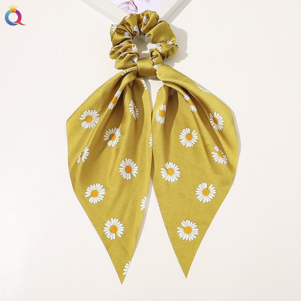 New Floral Print Scrunchies Chiffon Bow Elastic Hair Bands Women Hair Ties Rubber Bands Ponytail Scarf Fashion Hair Accessories
