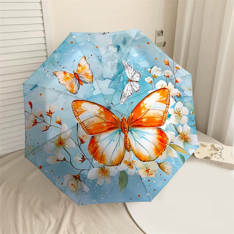 

1PC Butterfly Flowers Umbrella-8-Rib Reinforced, Automatic Open, Lightweight & Durable, Cute Fashion Accessory for Outdoor-P106