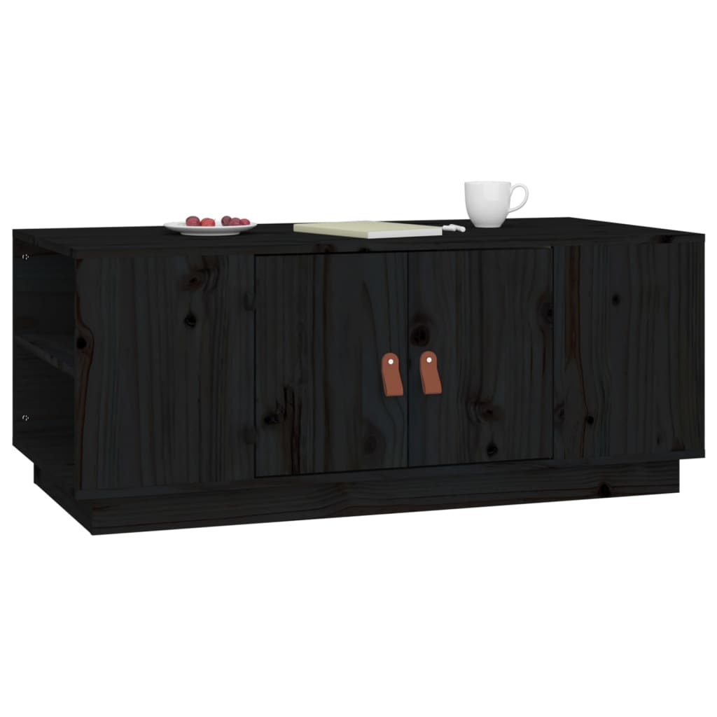 Vidaxl Stolik Kawowy, Czarny, 100X50X41 Cm, Lite Drewno Sosnowe
