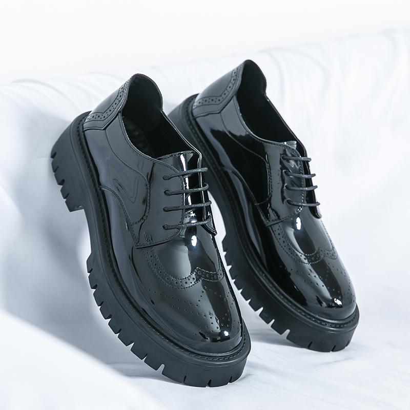 Fashion Fashion Brand Casual Leather Shoes Business Oxford Shoes Men's Soft Artificial Leather Non-slip Thick Soled Casual Driving Shoes