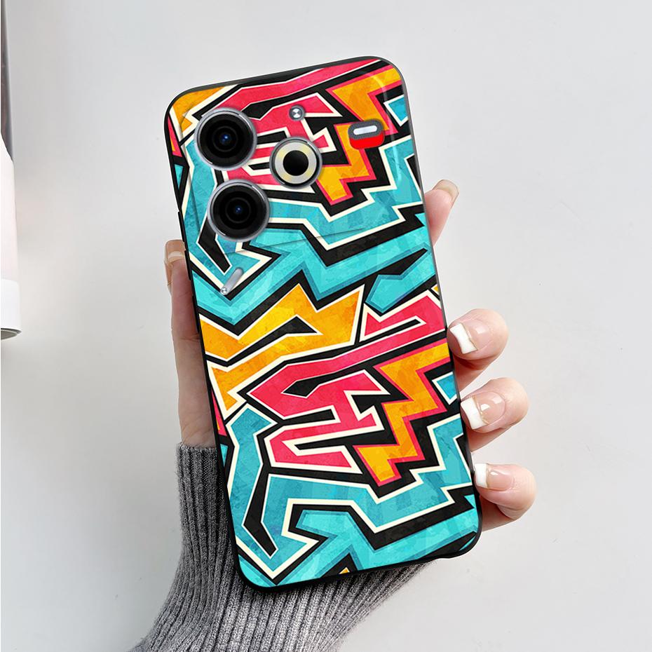 6.78" For Tecno Pova 6 Neo Case Pova6 Neo Back Cover Stylish Pattern Black Silicone Soft Phone Cases For Tecno Pova 6 Neo Fundas