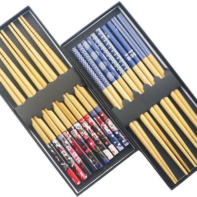5 Paar Essstäbchen für den Haushalt, lange Essstäbchen, Persönlichkeit, natürlicher Bambus, rutschfestes Set, Geschirr, Essstäbchen, Sushi, Küchenutensilien mit Box