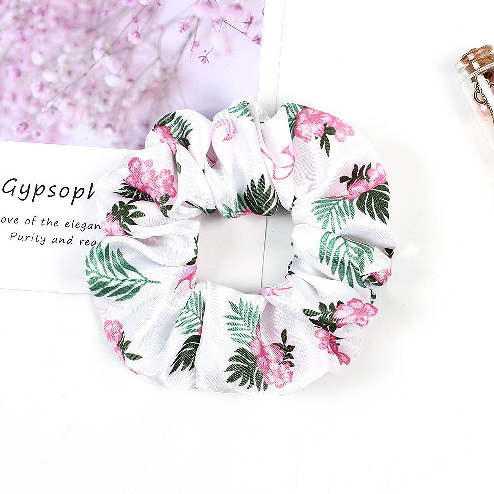 New Satin Printed Flower Floral Scrunchie Women Girls Elastic Hair Rubber Bands Accessories Tie Hair Ring Rope Holder Headdress