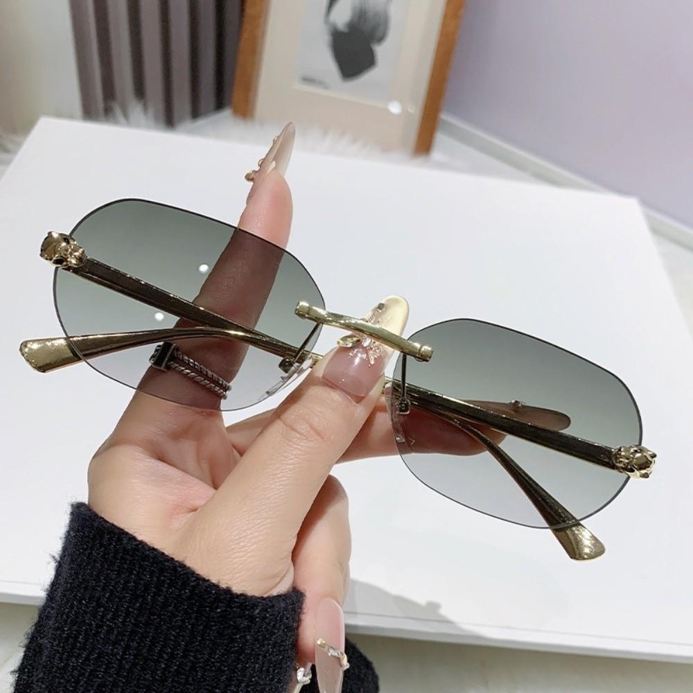 Zinc Zinc Alloy Rimless Oval Sunnies Costume Accessory Women Anti-UV Eyewear Anti Blue Light Glasses  Outdoor