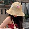 Einfacher Strohhut für Mädchen, Sommer-Sonnenschutz-Bucket-Hat, Faltbarer vielseitiger Gesichtsschutz-Stroh-Beckenhut