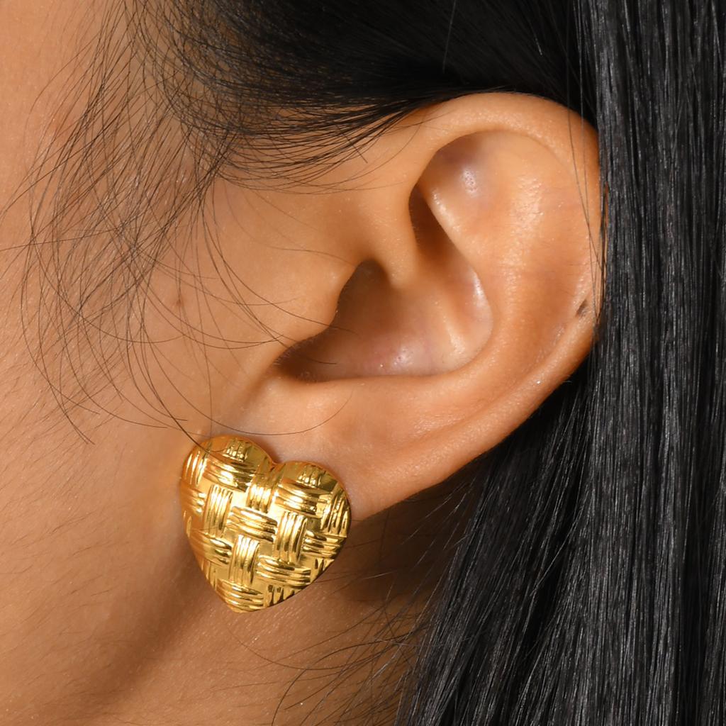 Stainless Steel Earrings Braided Heart-shaped Irregular Geometry Earring for Women Hypoallergenic Light Luxury Jewelry