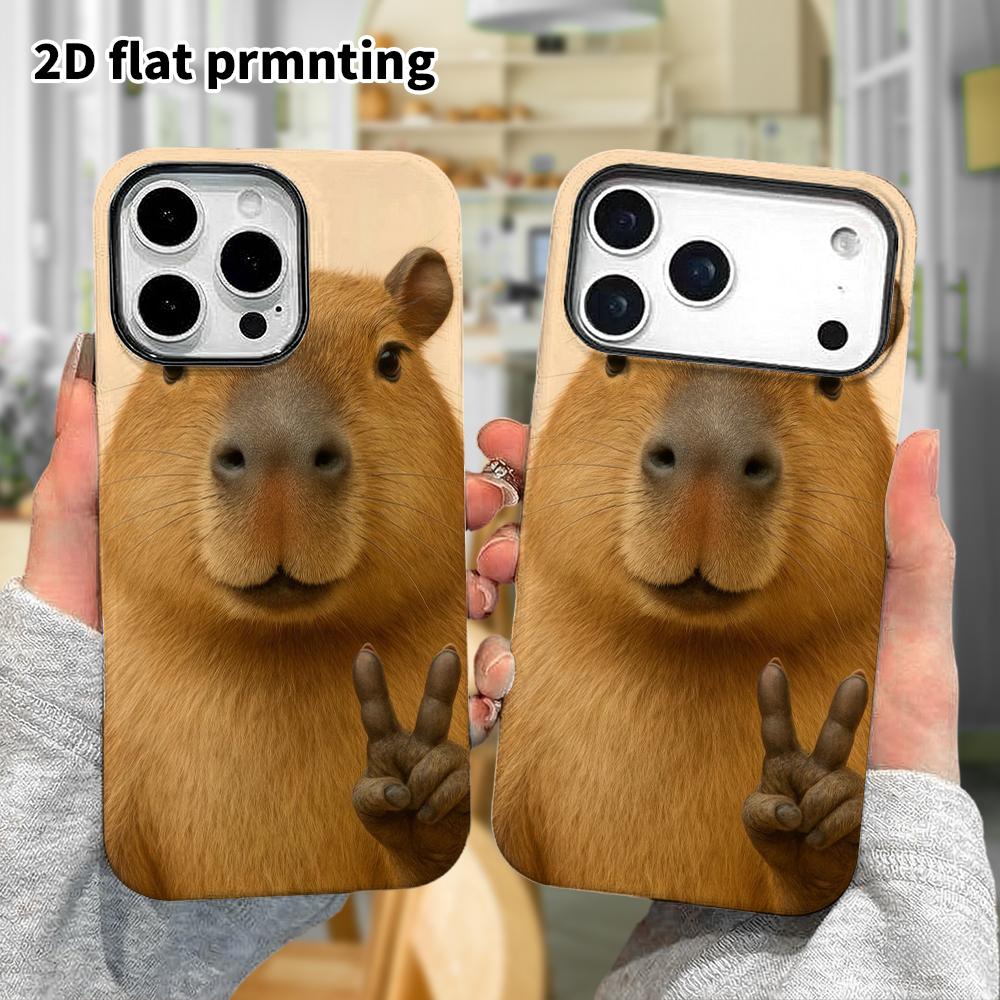 Phone Case: 2D Flat Design Suitable for iPhone 18 17 16 15 14 13 Pro Film Protective Case, Couple Style, Capybara Design, Christmas and Halloween Gift