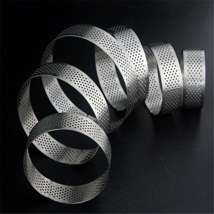 Stainless steel mousse ring mold circular tower ring with holes French oval cake cheese DIY baking tool