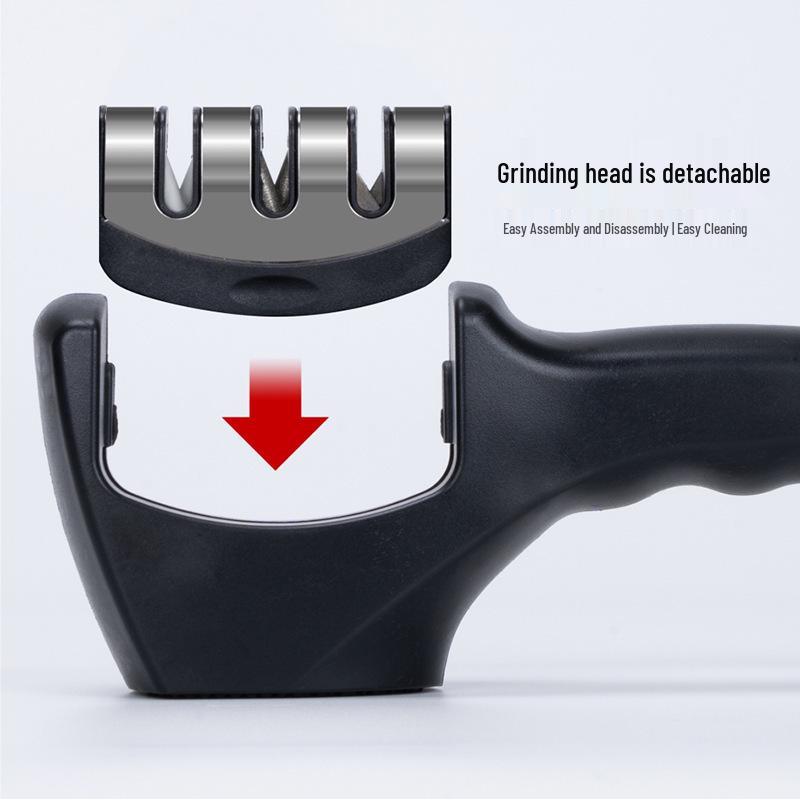 Detachable Non-slip Handheld 3-Stage Knife and Scissor Sharpening Rod with Fixed Angle