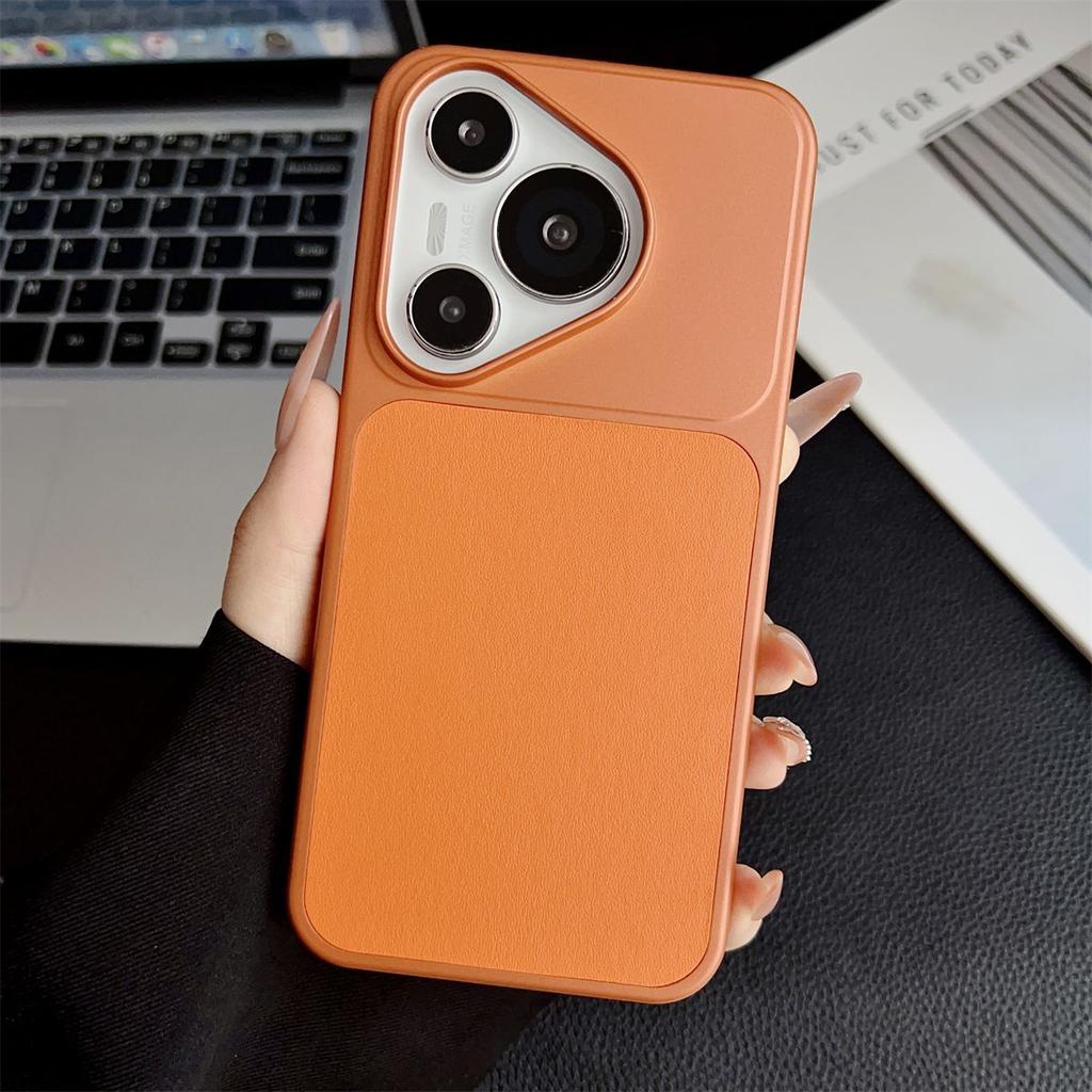 Case For Huawei Pura 90 Pro Max Fashionable Plain Leather Texture Light Magnetic PC Cover For Huawei Pura90 Pro Shockproof Funda