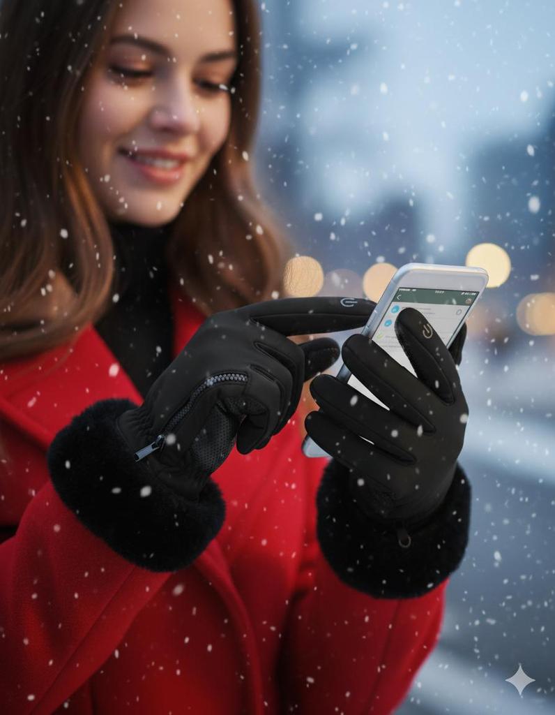 Bisiklet Eldivenleri Su Geçirmez Termal Kayak Kürk Manşetli Bisiklet Yelken Sürüş Çalışma Koşu Eldiveni