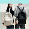 Color Solid Backpack Black White Alphabet Print Pattern College Unisex Students