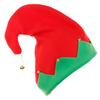 Caps of Santa's Assistant Plush Made Red & Green Hats with Curled for Peak Christmas Costume Accessories