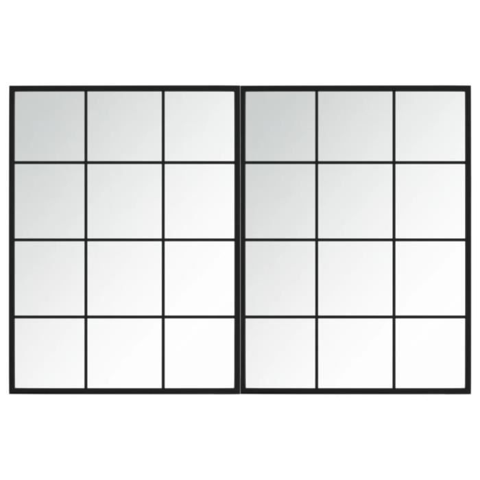 VidaXL Miroirs muraux 2 pcs noir 80x60 cm métal 3189032