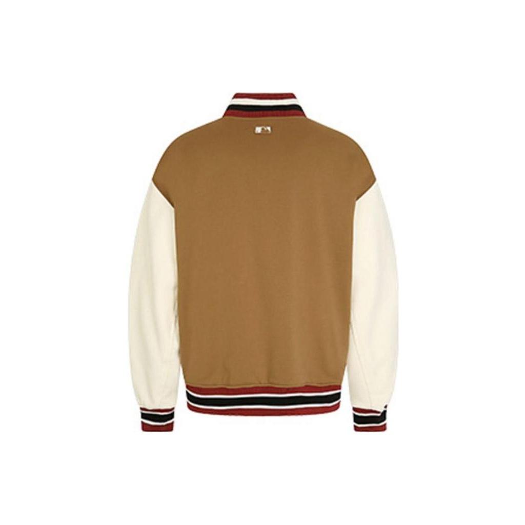 MLB Color Block Letter Logo Print Single-Breasted Long Sleeve Baseball Jacket Men jackets Brown 31JP02011-50B1