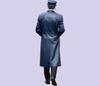Overcoat Men's Blue Trench Formal Genuine Lambskin Coat Wear Handmade Soft Leather