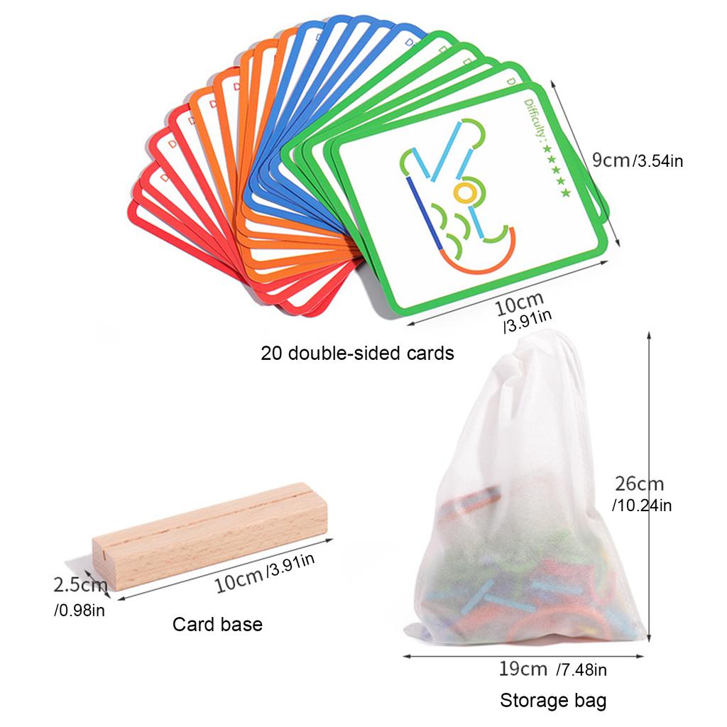 120Pcs Montessori Smart Sticks Spelling STEM and Art in One Toy Wooden Creative Sticks & Rings Puzzle for Boys Aged 3-6 Years