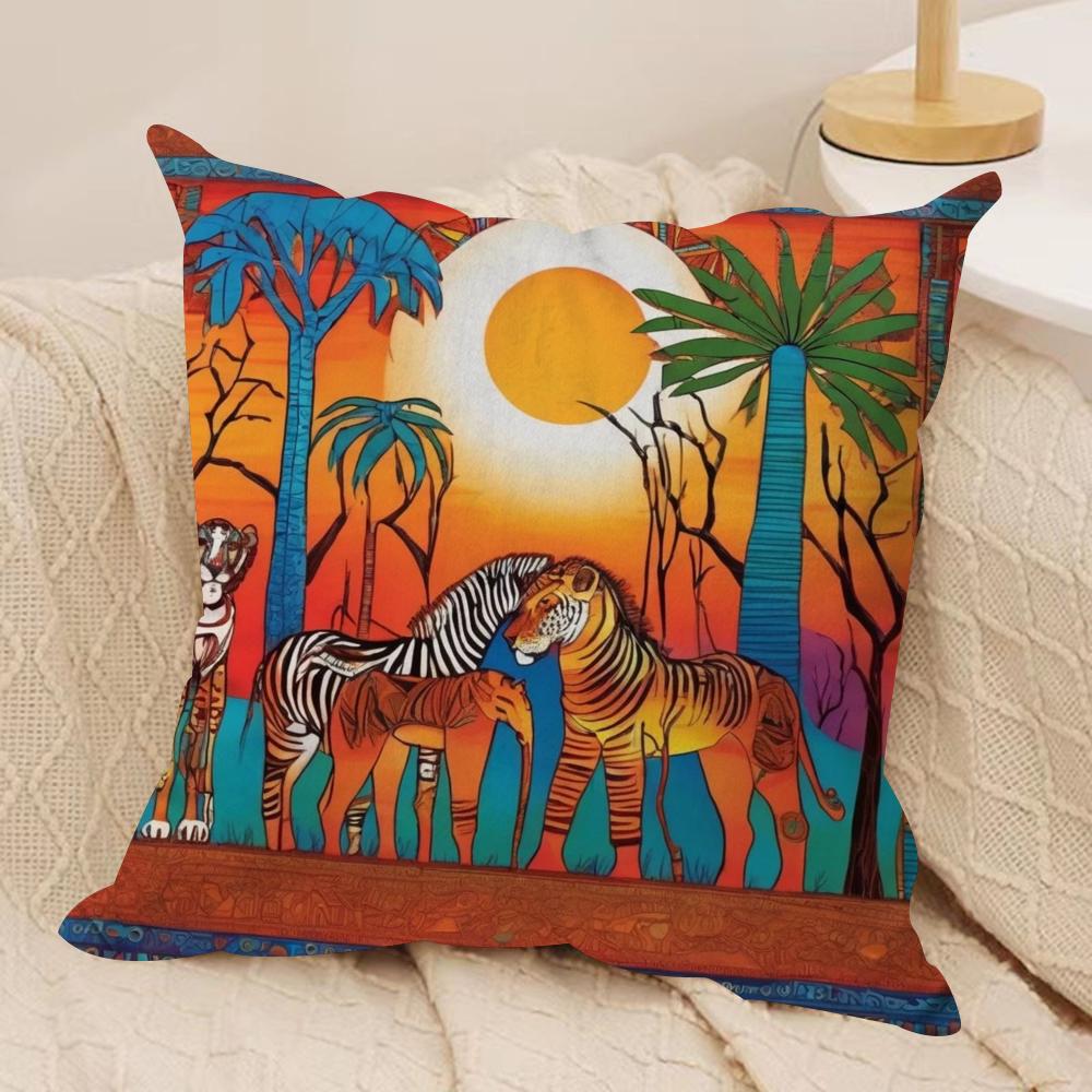Abstract Painting African Living Cushion Cover Pillowcase Ultra Soft Skin Friendly Fabric Cloud Like Comfort Concealed Zipper