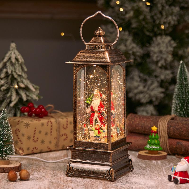 New Christmas decorations, glowing snow music box, Christmas wind lantern, Christmas gift ornaments, Santa Claus lantern