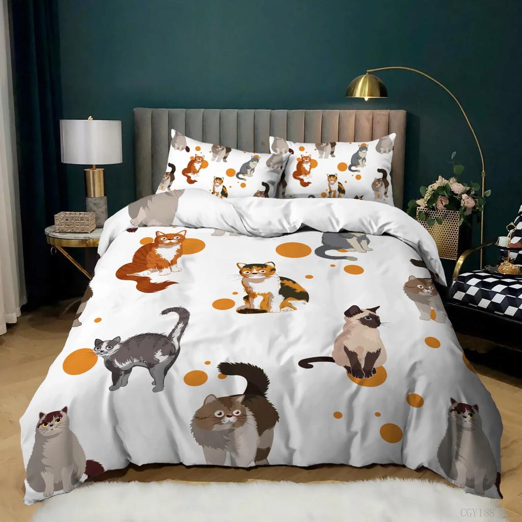 Cactus Duvet Cover Cartoon Comforter Cover Cute Dog Cat Bedding Set Potted Plant Garden Style Queen King Full Size Quilt Cover