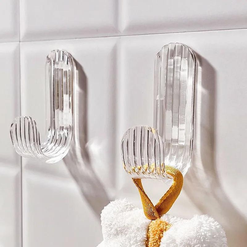 Kitchen Area Hardware Hooks Dishcloth Rack Traceless Universal Transparent Hook Suitable For Kitchen Area Multifunction Wall Hook Key Organizer