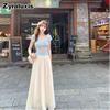Pink Half Body Skirt Women's Summer New Iridescent Chiffon Draped Mermaid Satin Long Dress Purple Summer Dress