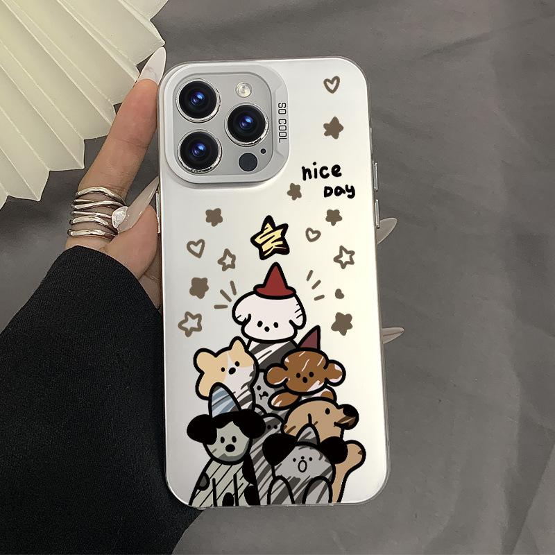 Colorful Silver Star Animal iPhone 16 Pro Max iPhone 18 Phone Case 14IMD Cartoon Anime 13/12 Case