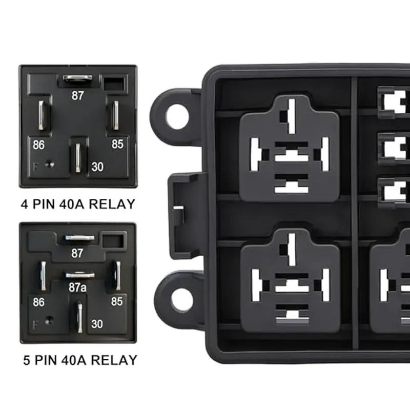 12V 3 Way Waterproof Fuse Relay Box Blade Fuse Slots 4-Pin 5-Pin 40Amp Relay Fuse Relay Block For Cars Truck Marine Boat