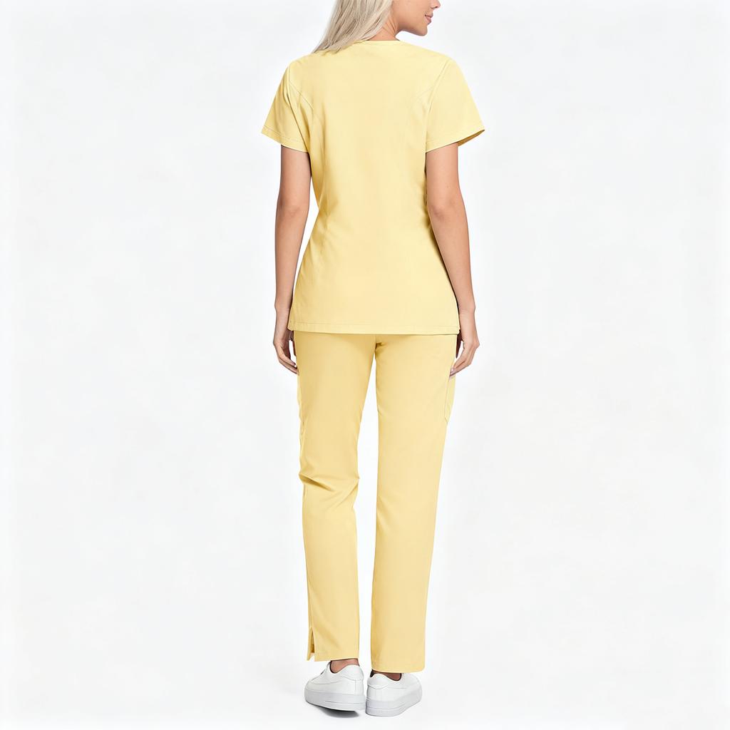 Ladies' Comfortable And Casual Solid Color Short Sleeved Pants Protective Suit Set