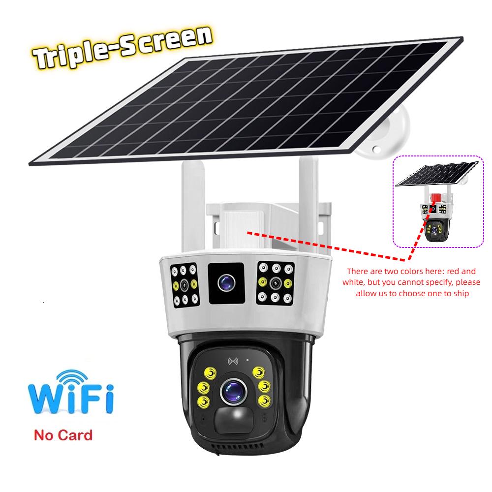 Kabellose 4G/WiFi Solar-Überwachungskamera, Einzel-/Doppel-/Dreifachbildschirm-Anzeige, 360° Schwenk-Neige-Vollfarb-Tag- & Nachtüberwachung