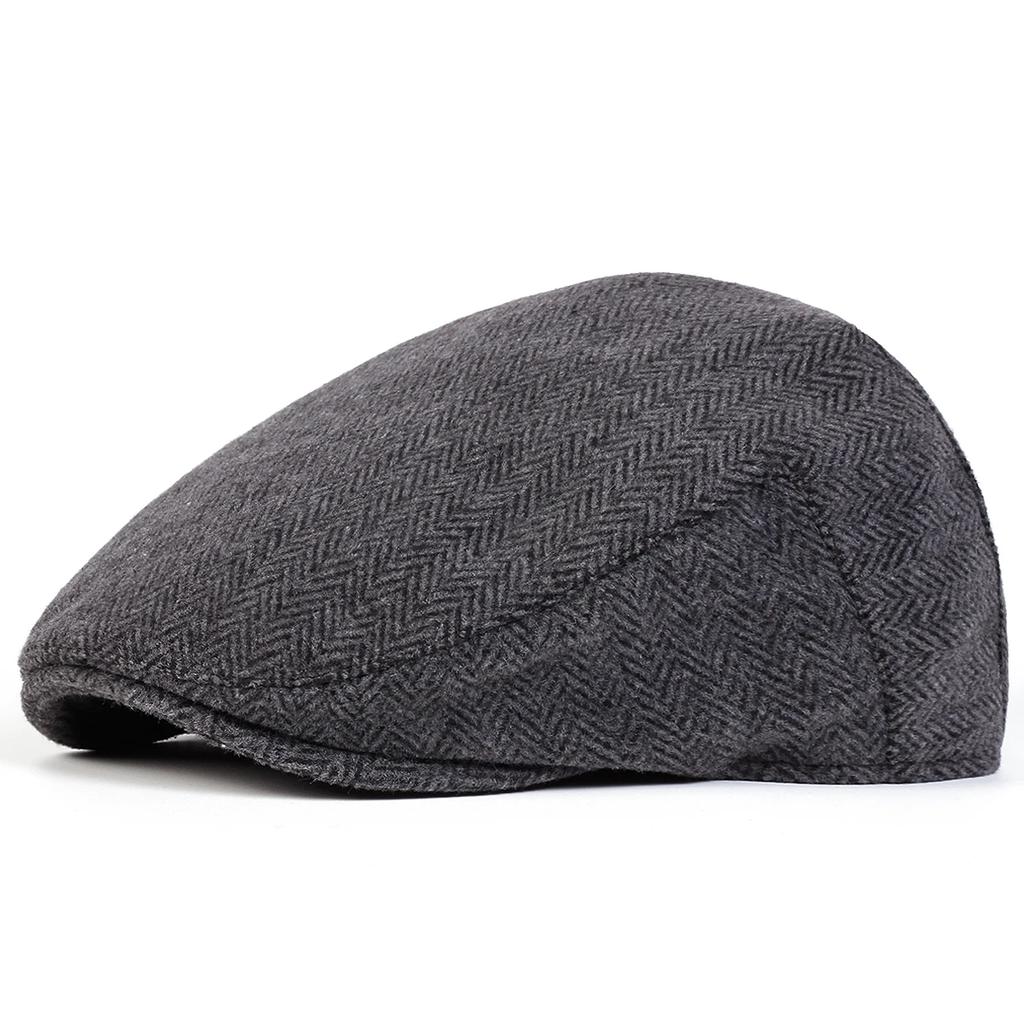 Unisex Furry Herringbone Grid Newsboy Caps British Painters Hats Spring Winter Flat Peaked Cap Hip Hop Berets
