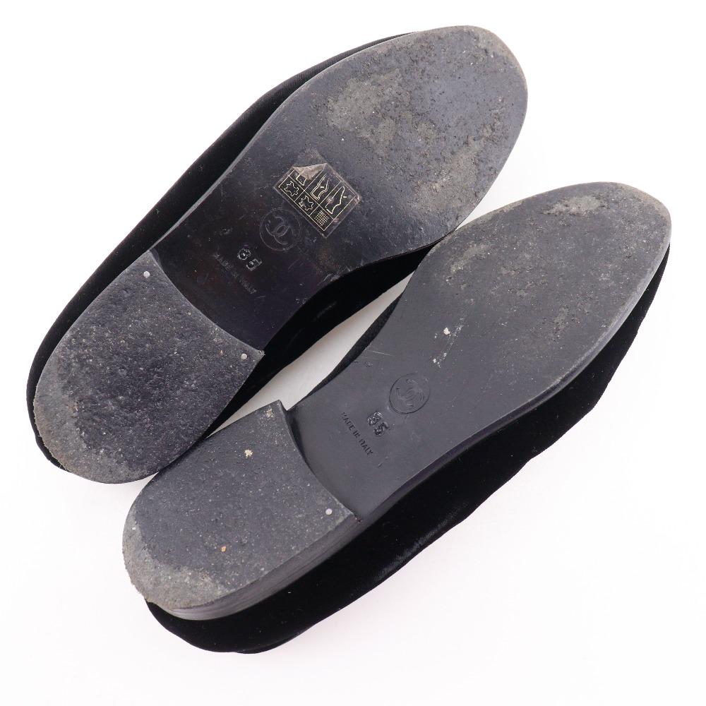 Chanel נעלי לופרס COCO Mark נעלי אופרה קטיפה שחורה נשים משומשות