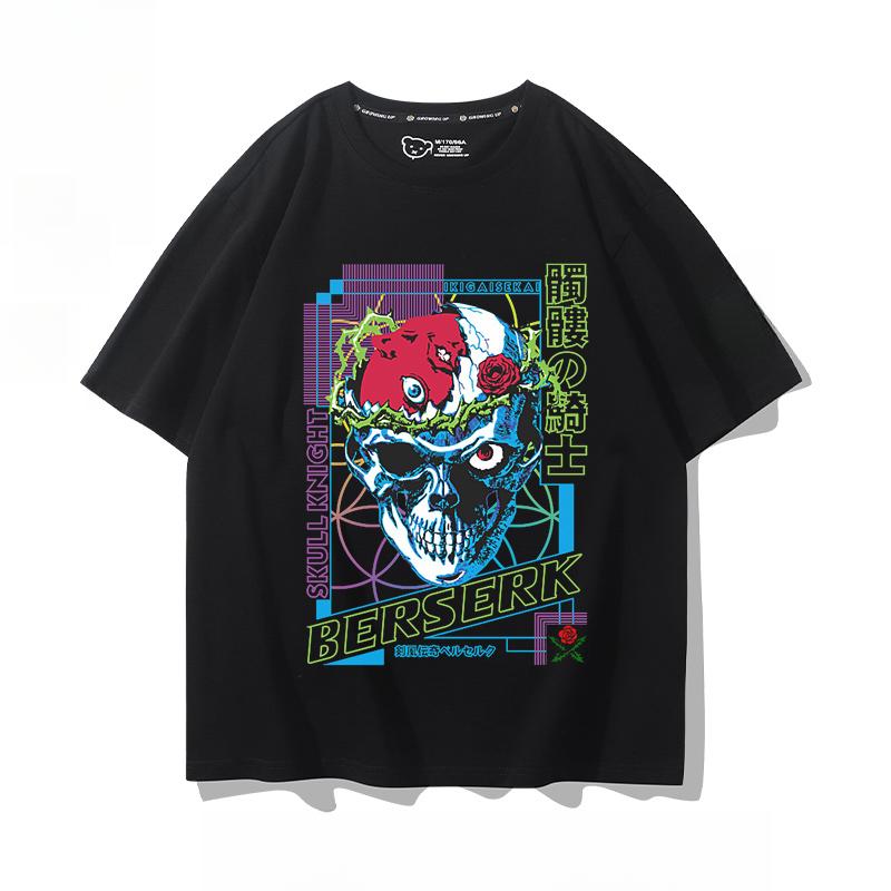 Berserk anime potisk osobnosti letní pánské 100% bavlna krátký rukáv venkovní ležérní pohodlné streetwear