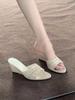 Pegged Heel Women's Shoes - New Style High-heeled Flip-flops Devotion